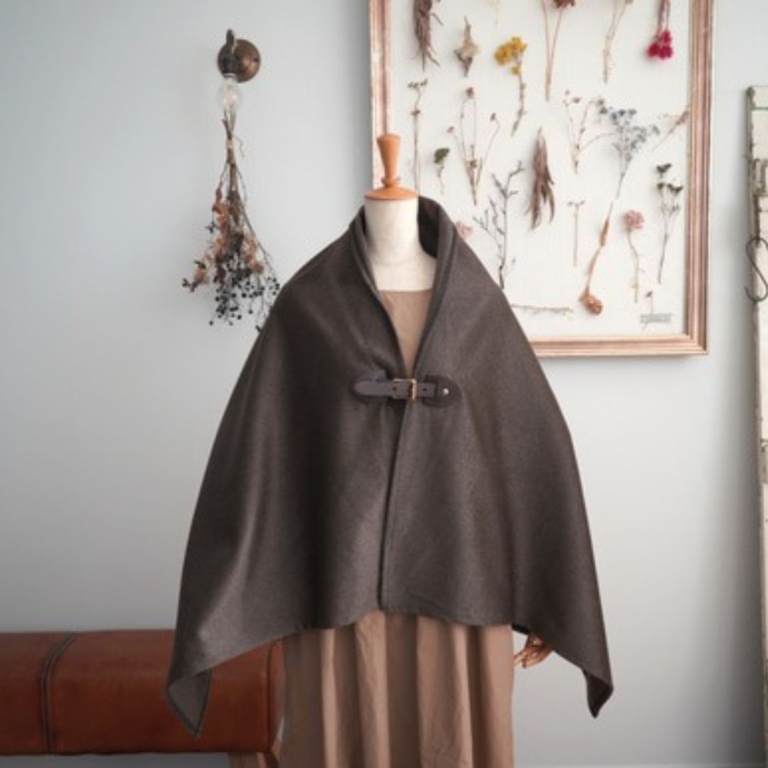 カシミア100%】ポンチョ 光沢ブラウン×濃茶色レザー – RAG-STORE