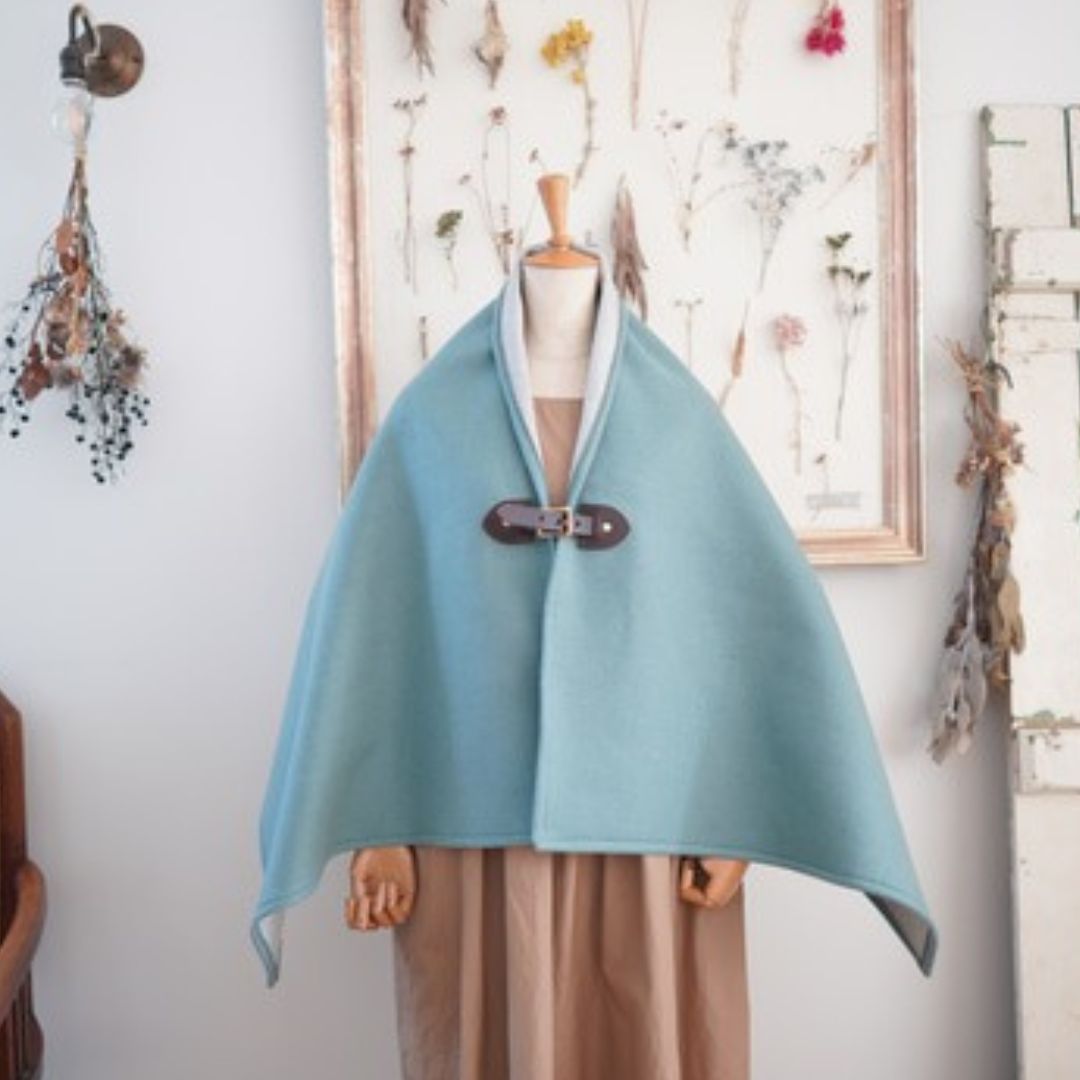 カシミア100%】ポンチョ フォレストグリーン×濃茶色レザー – RAG-STORE