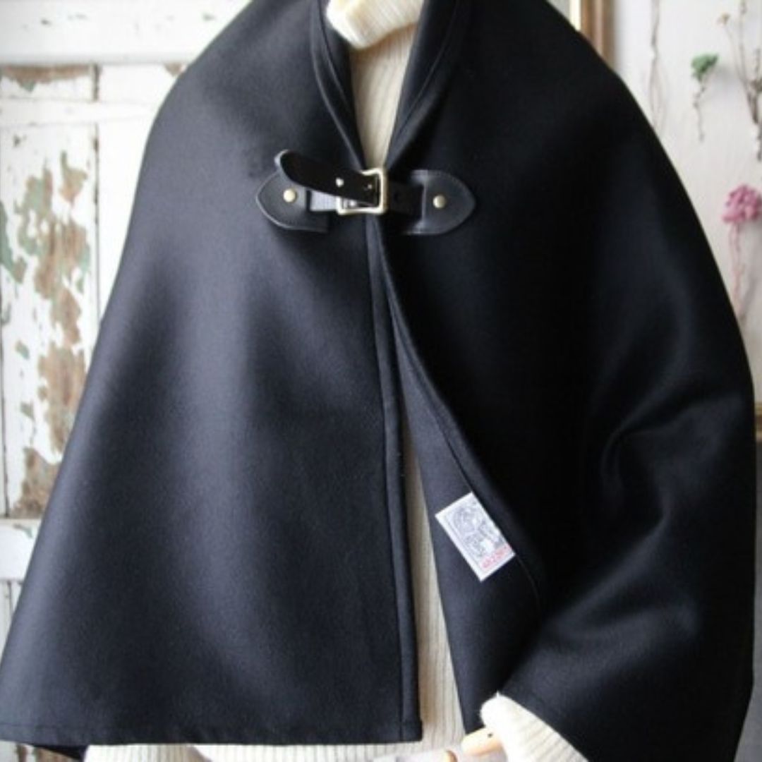 カシミア100%】ポンチョ ブラック×黒色レザー – RAG-STORE