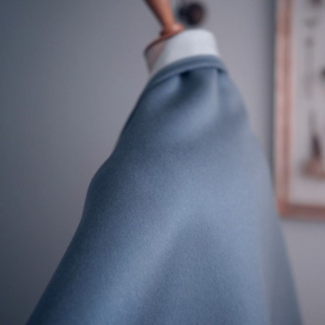 【カシミア100％】ポンチョ サックス×黒色レザー 二重織